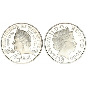 Great Britain 5 Pounds 2000 100th Birthday - Queen Elizabeth The Queen Mother.  Elizabeth II(1952-)....
