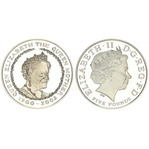 Great Britain 5 Pounds 2002 Queen Mother. Elizabeth II(1952-). Averse: Fourth crowned portrait of HM...