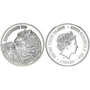 Great Britain British Virgin Islands 1 Dollar 2014 Novosibirsk Zoo Snow Leopard. Averse: Bust of Que...