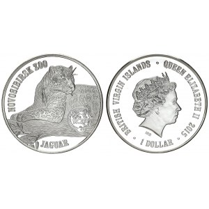 Great Britain British Virgin Islands 1 Dollar 2015 Novosibirsk Zoo Jaguar. Averse:  Bust of Queen El...