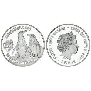 Great Britain British Virgin Islands 1 Dollar 2017 Novosibirsk Humboldt Penguin. Averse:  Bust of Qu...