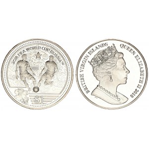 Great Britain British Virgin Islands 1 Dollar 2018  FIFA World Cup in Russia. Averse: Bust of Queen ...