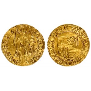Hungary 1 Goldgulden (1387) Sigismund (1387-1437). Averase: 4 Shield coat of arms with lions. Revers...