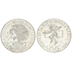 Mexico 25 Pesos 1968 Mo Summer Olympics - Mexico City. Averse: National arms eagle left. Reverse: Ol...