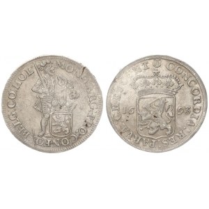 Netherlands 1 Silver Ducat 1693 Holland.  Av: Standing armored Knight with crowned shield of Holland...