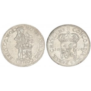 Netherlands 1 Silver Ducat 1694 Holland.  Av: Standing armored Knight with crowned shield of Holland...