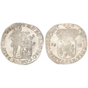 Netherlands 1 Silver Ducat 1695 Zeeland. Av: Standing armored Knight with crowned Zeeland shield at ...
