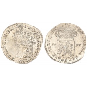 Netherlands 1 Silver Ducat 1696 Zeeland. Av: Standing armored Knight with crowned Zeeland shield at ...