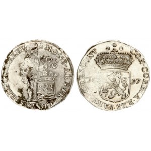 Netherlands ZEELAND 1 Silver Ducat 1697. Averse: Standing armored Knight with crowned Zeeland shield...