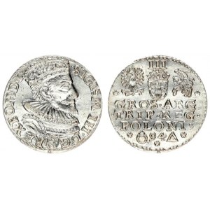 Poland 3 Groszy 1594 Malbork. Sigismund III Vasa (1587-1632). Crown coins 1594. Malbork; type with a...