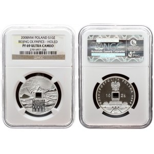 Poland 10 Zlotych 2008 The 29th Olympic Games Beijing 2008. Averse: Square hole & an eagle. Reverse:...