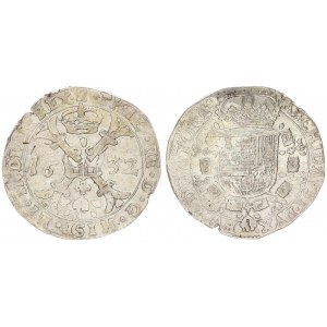 Spanish Netherlands 1 Patagon 1632 TOURNAI. Philip IV (1621-1665).  Averse: Date divided by St. Andr...