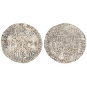 Spanish Netherlands Brabant 1 Patagon 1634 Brussels. Philipp IV(1621-1665). Averse: Crowned shield o...