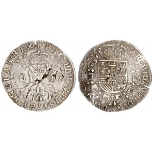 Spanish Netherlands Flanders 1 Patagon 1647 Philip IV(1621-1665). Averse: St. Andrew's cross crown a...