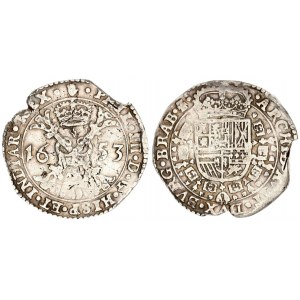 Spanish Netherlands Brabant 1 Patagon 1653 Antwerp. Philip IV(1621-1665) Averse: Crowned shield of P...