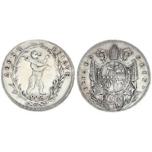 Switzerland Cantons Saint Gall 1 Thaler 1776 V Averse: Mitre above mantled oval arms above sprigs. A...
