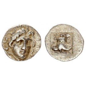 Greece Caria Rhodes Island 1 Hemidrachma (166-88 BC). AR Hemidrachma. Helios head half. Rs.Rose in q...