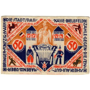 Germany 50 Mark Bielefeld 1922 BIELEFELD FABRIC MONEY 50 MARK ANGEL SILK EMERGENCY MONEY