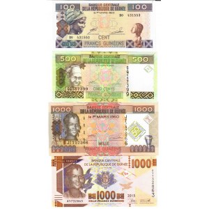 Guinea 100-1000 Francs 2006-2015 Lot of 4 Banknote