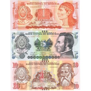 Honduras 1-10 Lempiras 2006-2014 Lot of 3 Banknotes
