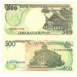 Indonesia 500 Rupiah 1988-1992 Lot of 2 Banknotes