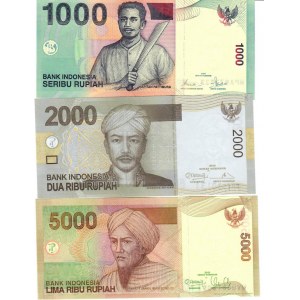 Indonesia 1000-5000 Rupiah 2000-2013 Lot of 3 Banknotes