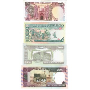 Iran 100 - 2000 Rials 1982-1986 Lot of 4 Banknotes