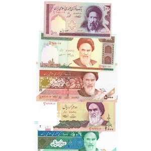 Iran 100 - 10000 Rials 1985-1997 Lot of 5 Banknotes