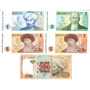 Kazachstan 5-200 Tenge 1993-1999  Lot of 5 Banknotes