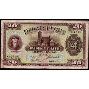 Lithuania Banknote 20 Litu 1930  Pick#27a