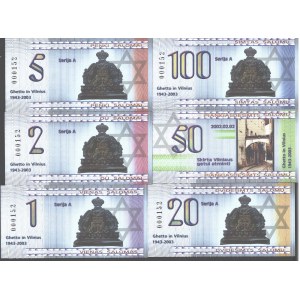 Lithuania 1-100 Shalomi 1943-2003 Jewish Ghetto. RY #18024-29. (Private currency)....