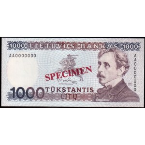 Lithuania 1000 Litu Specimen 1991 P#52s