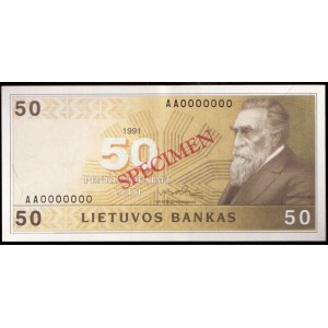 Lithuania 50 Litu Specimen 1991 P#49s