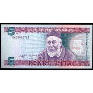 Lithuania Banknote 5 Litai 1993 Pick#55
