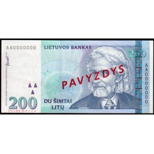 Lithuania 200 Litu Specimen 1997 P#63s