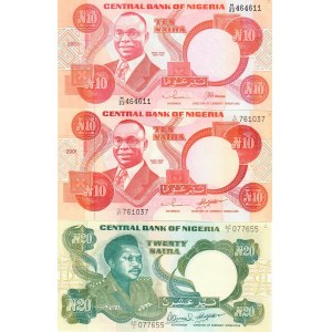 Nigeria 10-20 Naira 1984-2003 Lot of 3 Banknotes