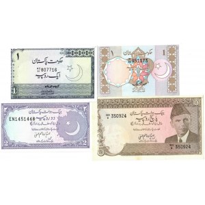 Pakistan 1-5 Rupees Undated 1975-1985  Lot of 4 Banknotes