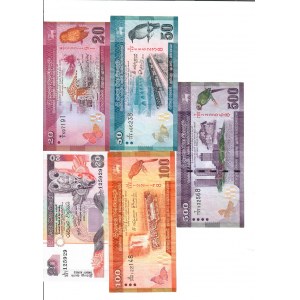 Sri Lanka 20-500 Rupees 2005-2016 Lot of 5 Banknotes