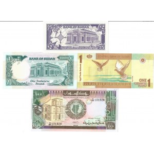 Sudan 25 Piastres 1-100 Pound 1987-2006 Lot of 4 Banknotes