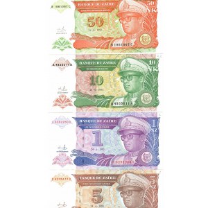 Zaire 1-50 Makuta 1993 Lot of 4 Banknotes