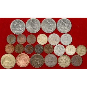 Estonia & Latvia 1 Sent - 1 Kroon & 3 Marka 1922-1939; 10- 50 Santimu 1922 Lot of 24 Coins