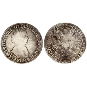 Rusia 1 Rouble 1704 Peter I (1699-1725). Averse: Bust right. Reverse: Crown above crowned double-headed.