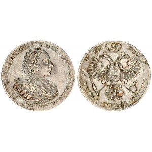 Russia 1 Rouble 1720  Peter I (1699-1725). Portrait with shoulder straps. Branch on the chest. Sil...