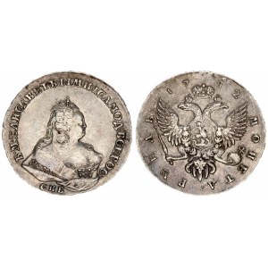 Russia 1 Rouble 1742 СПБ Elizabeth (1741-1762). Averse: Crowned bust right. Reverse: Crown above cro...
