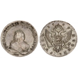 Russia 1 Rouble 1744 СПБ Elizabeth (1741-1762). Averse: Crowned bust right. Reverse: Crown above cro...