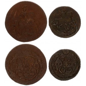 Russia 1 & 2 Kopecks 1758-1795 ЕМ Averse: Crowned monogram divides date within wreath. Reverse: St. ...