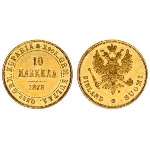 Russia for Finland 10 Markkaa 1878 S Alexander II (1854-1881). Averse: Crowned imperial double eagle...