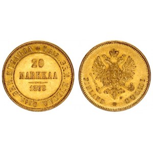 Russia for Finland 20 Markkaa 1879 S Alexander II (1854-1881).  Averse: Crowned imperial double eagl...