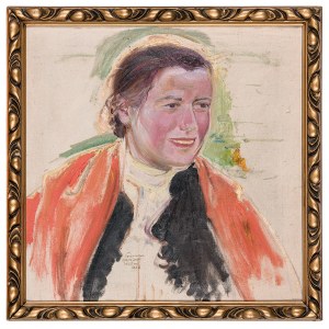 Hofman Vlastimil (1881-1970), Portret kobiety w góralskiej chuście, 1908