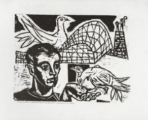 Stern Jonasz (1904-1988), Portret męski z gołębiami, 1936